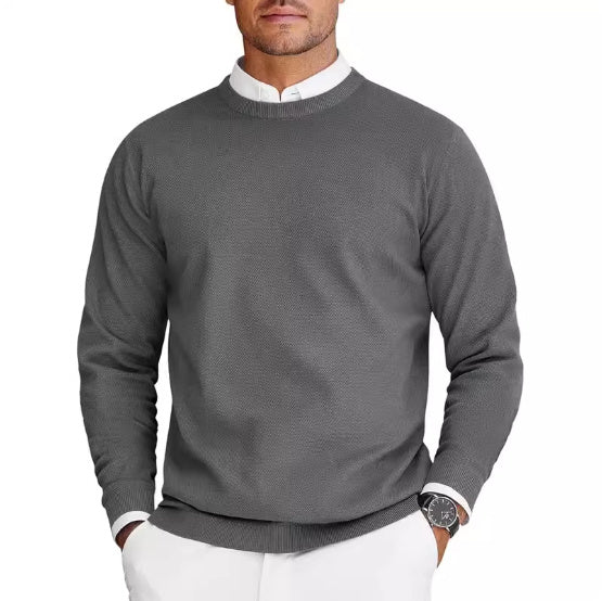 New Men's Round Neck Sweater Long Sleeve Knit