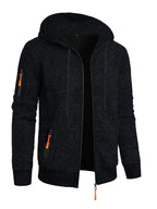 Men's Sports Fitness Casual Jacquard Sweater Hooded Coat