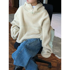 Casual Wind-proof Cap Lamb Wool Sweatshirt Thick Warm Profile Top