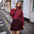 New Slim-fit Metal Buckle Versatile Hip-hugging Midi Skirt