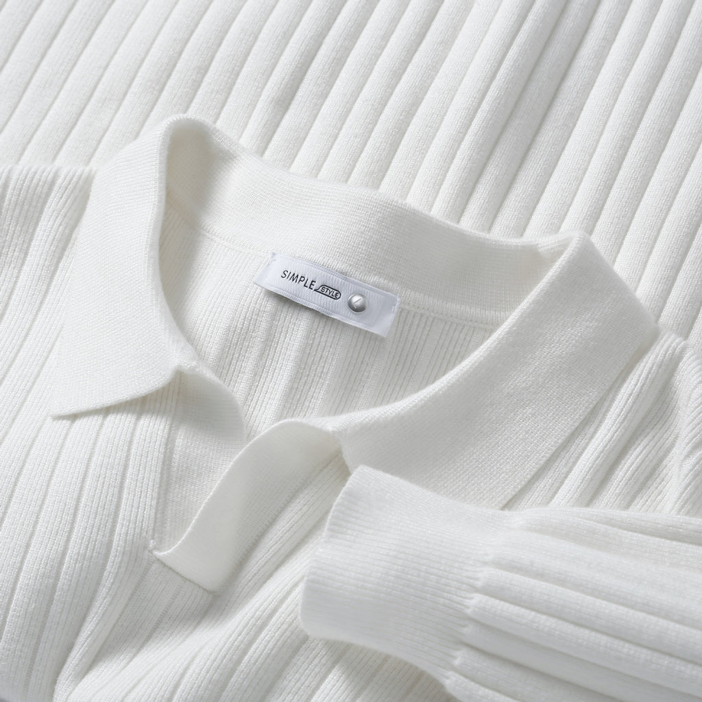 Men's Vertical V-neck Young Lapel Casual Sweater