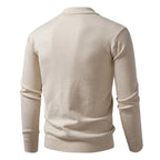 New Twisted Flower Men's Trendy Cardigan Solid Color Polo Collar Knitted Sweater Men