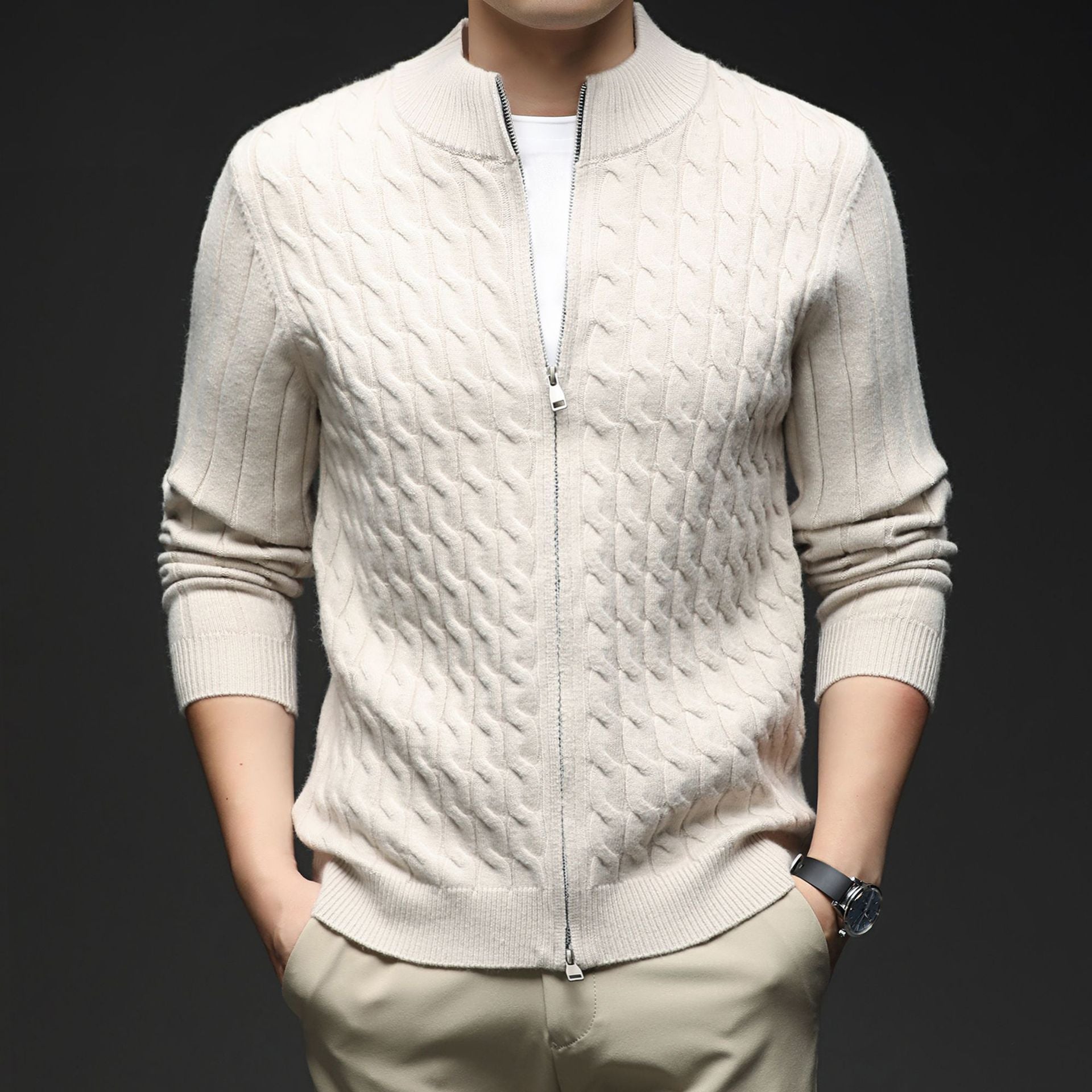 Fashion Autumn New Zipper Collar Sweater Men