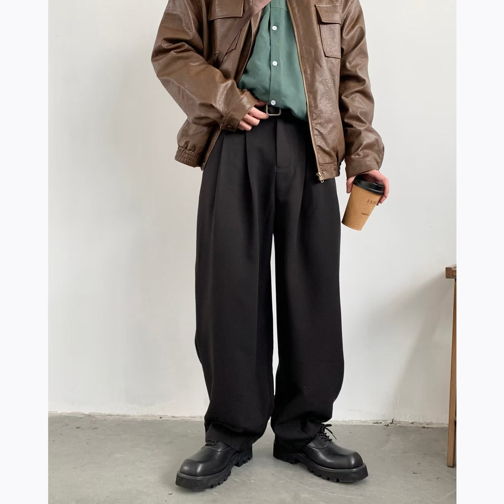 Spring And Autumn Japanese Retro Wide-leg Drape Suit Pants Men's Loose