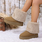 Autumn And Winter Leisure Thick-soled Round Toe Furry Trousers Boots