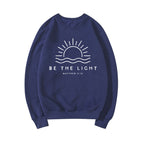 Women's Fleece-lined Crew Neck Sweater Plain Slogan Printing
