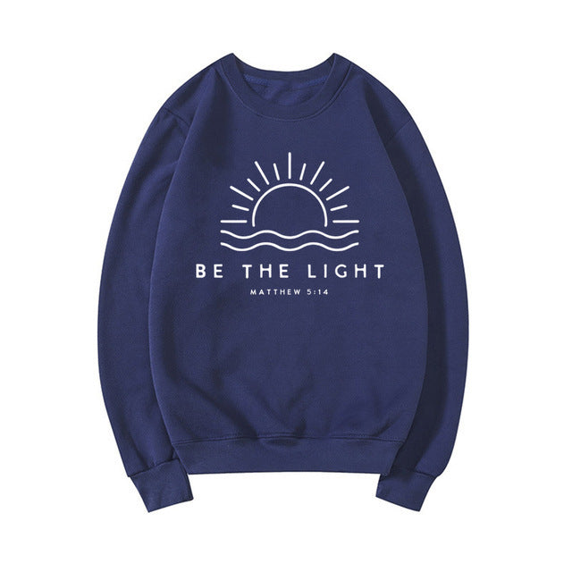Women's Fleece-lined Crew Neck Sweater Plain Slogan Printing