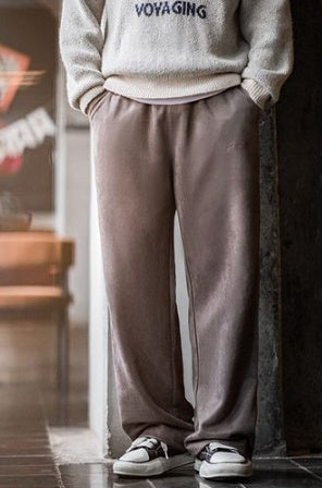Casual Brushed Suede Sweatpants Straight-leg Wide-leg Pants