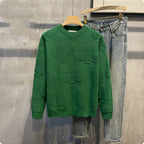 Solid Color Jacquard Thermal Sweater
