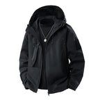 Spring New Men's Windbreaker Jacket Korean Slim Hooded Shoulder Patch Outdoor Jacket Trendy
