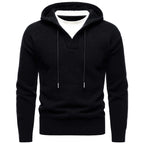 Men's Velvet Thickened Fake Two Pieces Hooded Sweater