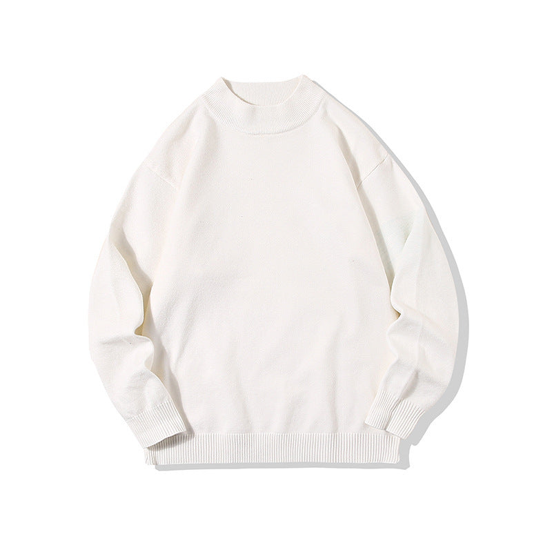 Spring And Autumn Ins Fashion Brand Loose And Idle Solid Color Sweater Round Neck Sweater For Men