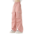 Couple American Retro High Street Fashionable Pleated Straight Cargo Pants