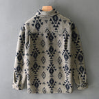 Men's Autumn New Retro Jacquard Woolen Long Sleeves Casual Shirt