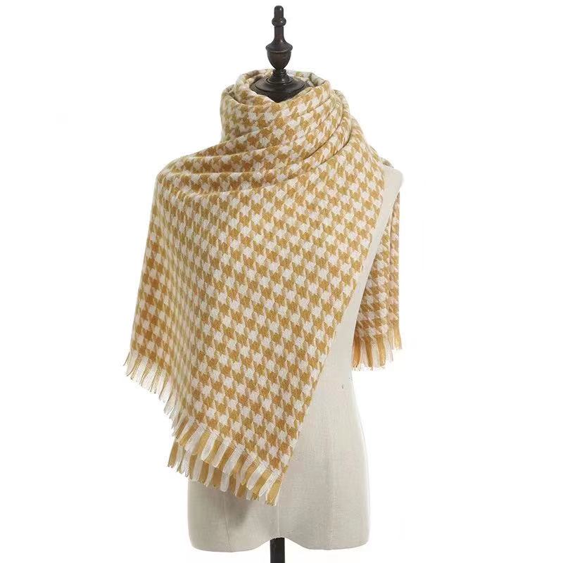 Cashmere Warm Tassel Shawl Thick Houndstooth Scarf