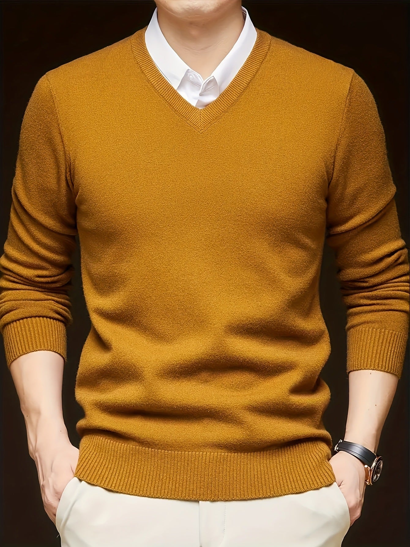 Woolen Sweater Men's Casual Thin V-neck Sweater