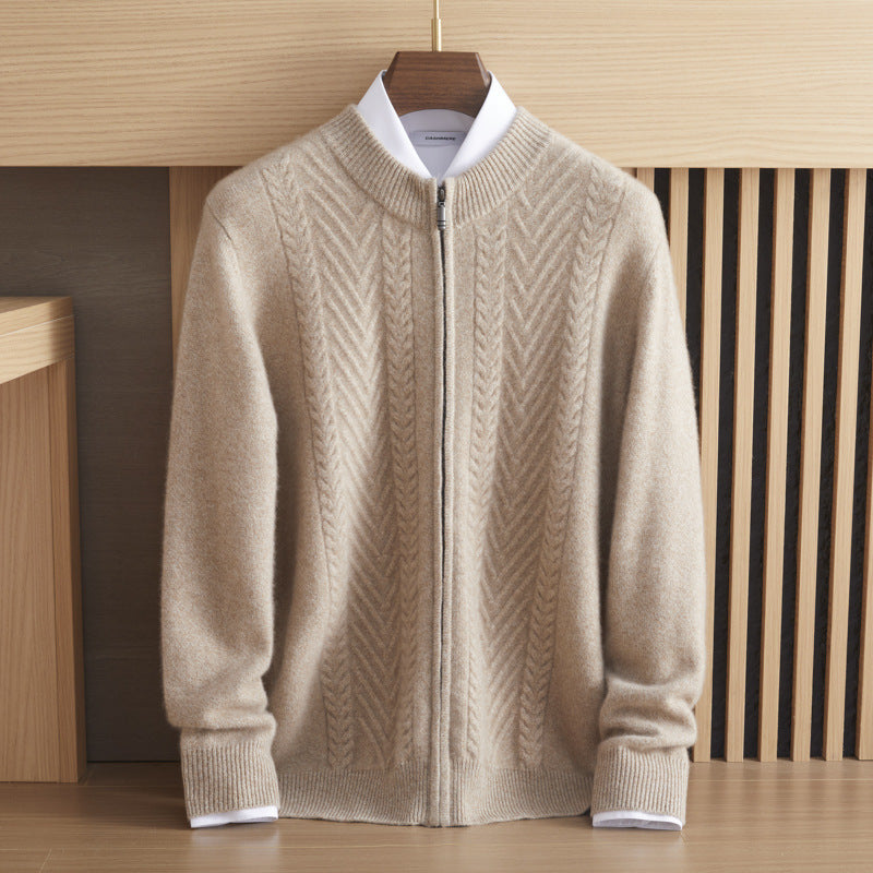 Pure Cashmere Shirt Thick Twisted Sweater Light Luxury Sweater Coat