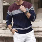 Men's Color-block Crew Neck Sweater European And American Pullover Multicolor