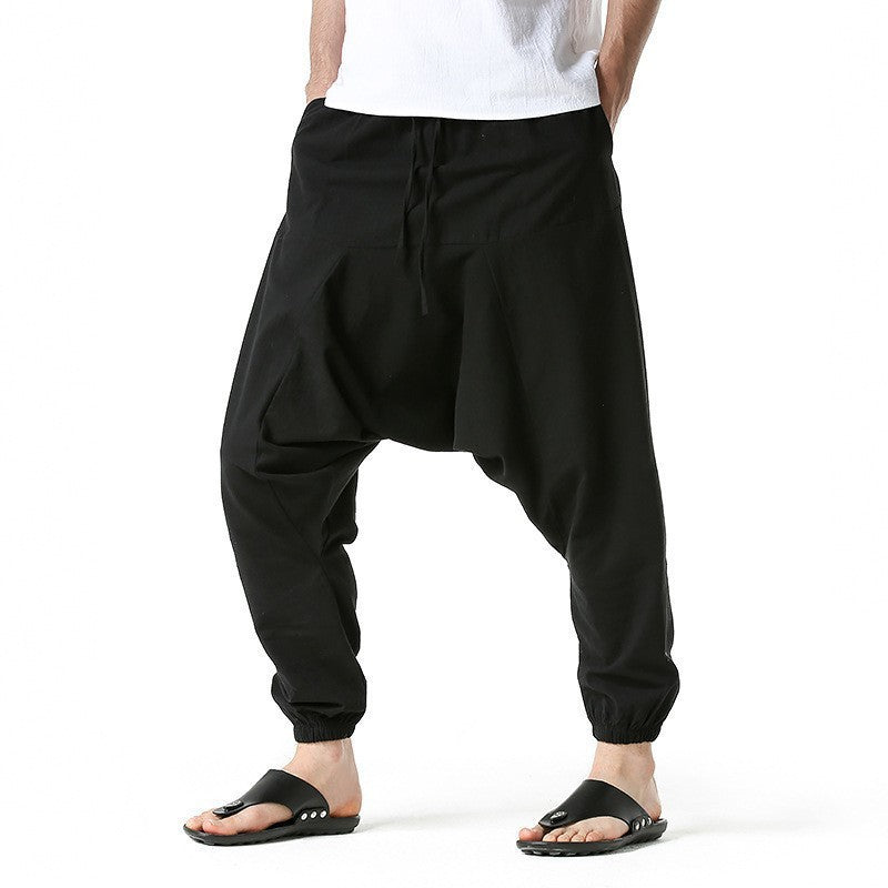Summer Breathable Cuffed Pants Beach Straight-leg Pants Solid Color
