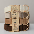 Multiple Colour Velvet Personalise Dog Collar Leash Set With Bow