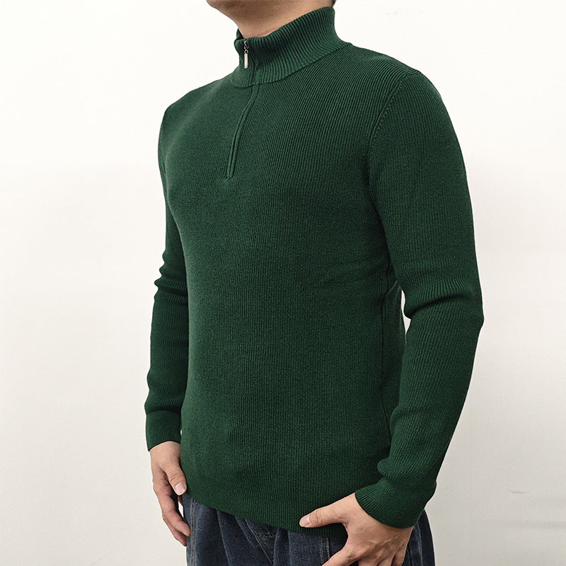 Men's American-style Half-turtleneck Zipper Sweater