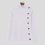 European And American Men Casual Sweater Turtleneck Buttons Solid Color Long Sleeve
