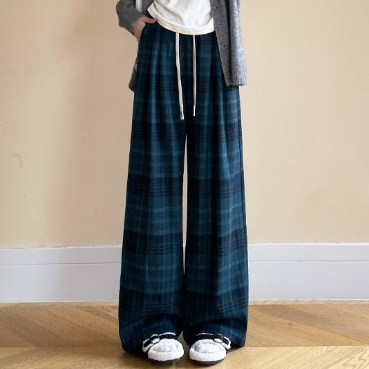 Plaid High Waist Drooping Baggy Pants