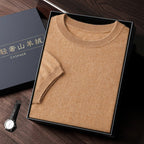 Autumn And Winter Front Line Ready-made Garments Round Neck Short Sleeve Men's Cashmere Sweater