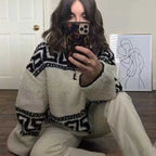 Short Zipper Polo Large Lapel Lamb Wool Loose Woolen Coat