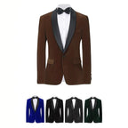 Men's Velvet Blazer With Shawl Collar Wedding Prom Single Button Dress