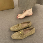 Thick Bottom Deep Mouth Suede Heel Leather Shoes