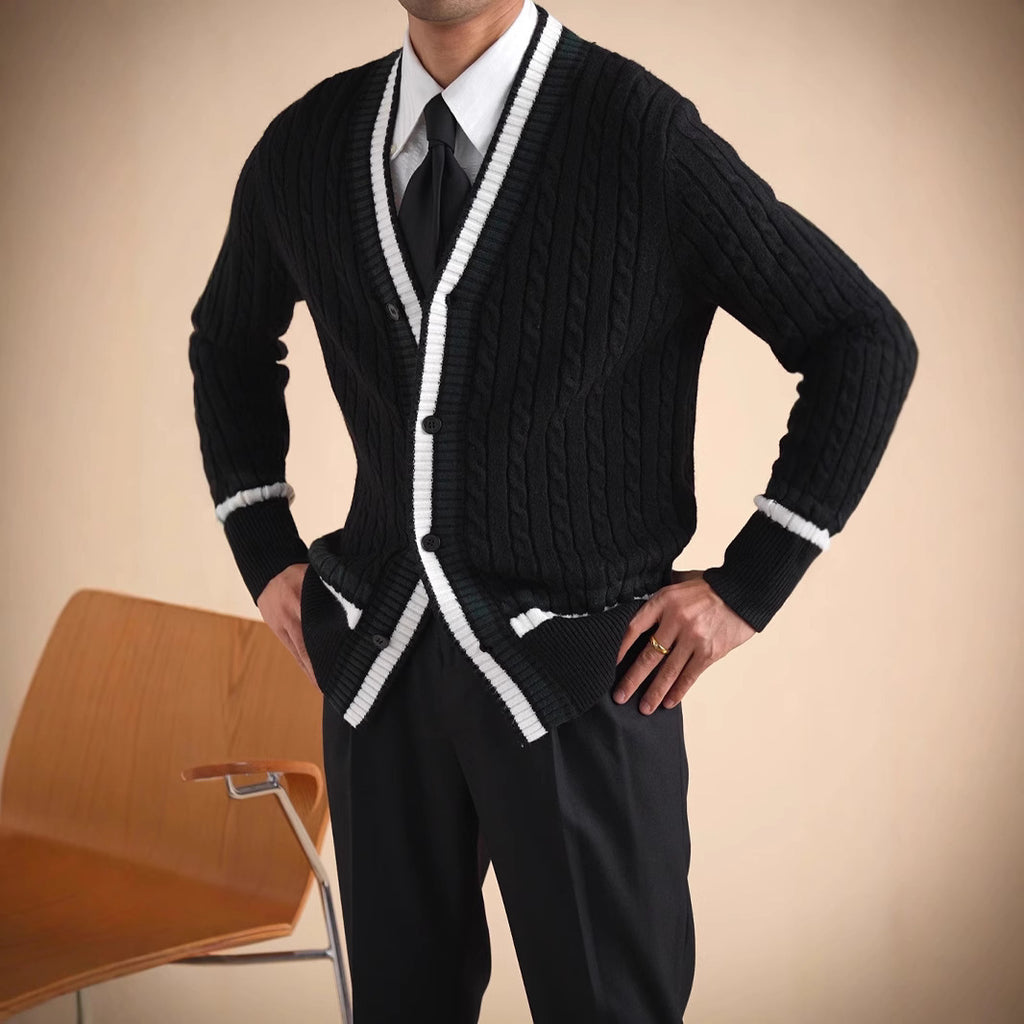 Twist Texture High Sense Men's Sweater Coat