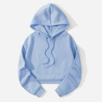 Autumn And Winter Fleece-lined Casual Short Cropped Hooded Sweatshirt