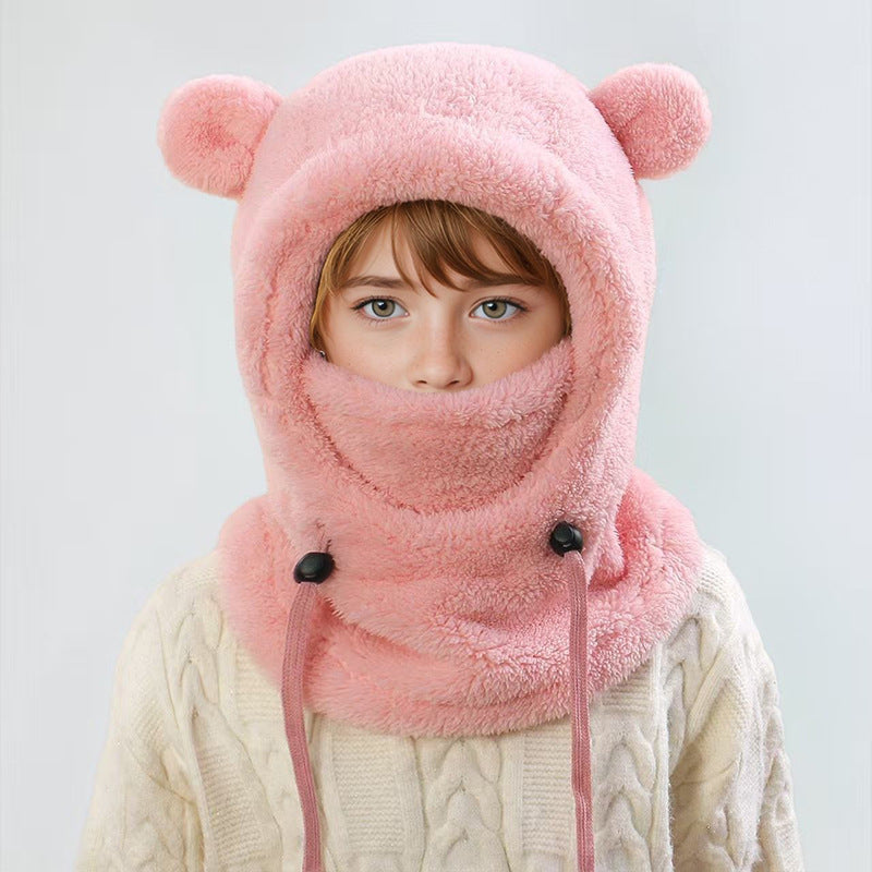 Cute Bear Ear Children Outdoor Keep Warm Ear Protection Hoodie Neck Warmer