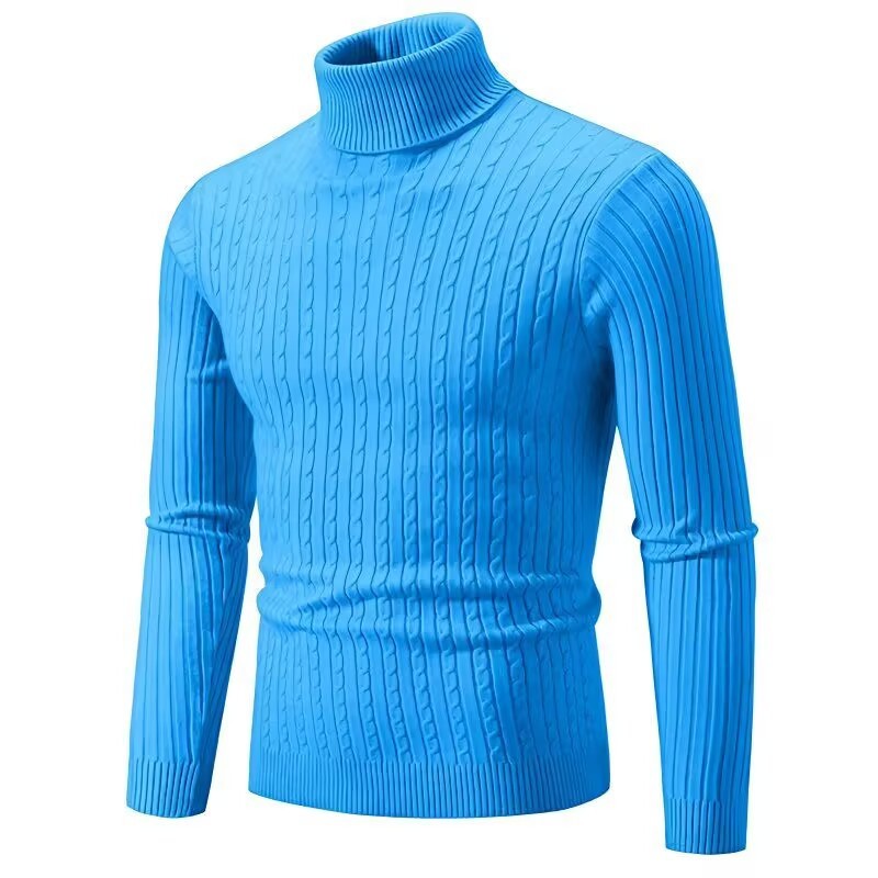Men's Turtleneck Solid Color Twisted Sweater