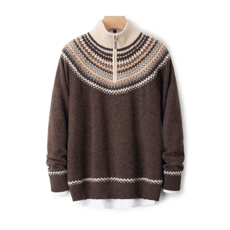 Autumn And Winter Thickening Sweater Stand Collar Outer Wear Casual Bottoming Shirt