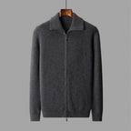 New Pure Wool Zipper Cardigan Fall Winter Men Lapel Shirt Coat
