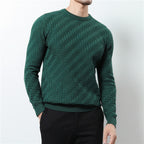 Jacquard Woven Round Neck Sweater Men's Pullover Sweater