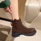 Autumn And Winter New Flat Round Toe Warm Thick Velvet Short Women's Boots