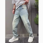 Light Blue Casual Stretch Stylish Versatile Straight Slim Pants