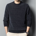 Fleece-lined Keep Warm Pure Color Men's Sweater