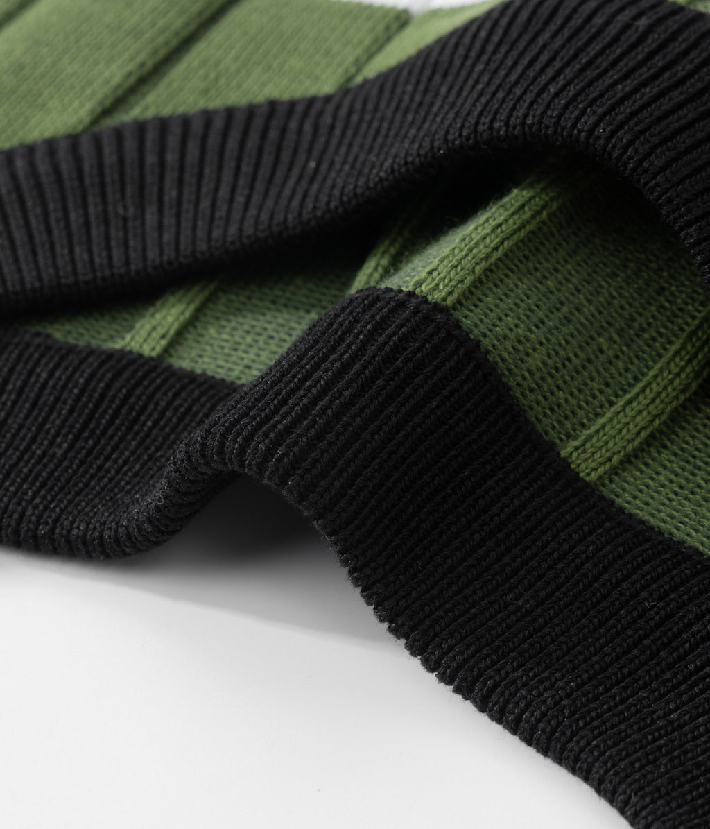 Men's Casual Contrast Color Striped Pullover