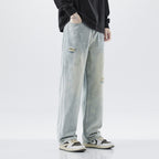 Hole Vintage Jeans Men's American Loose Straight-leg Distressed Pants