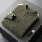 Fashionable All-match Casual Woolen Sweater Four Flat Air Layer Thickened Half Turtleneck Pure Wool Cardigan