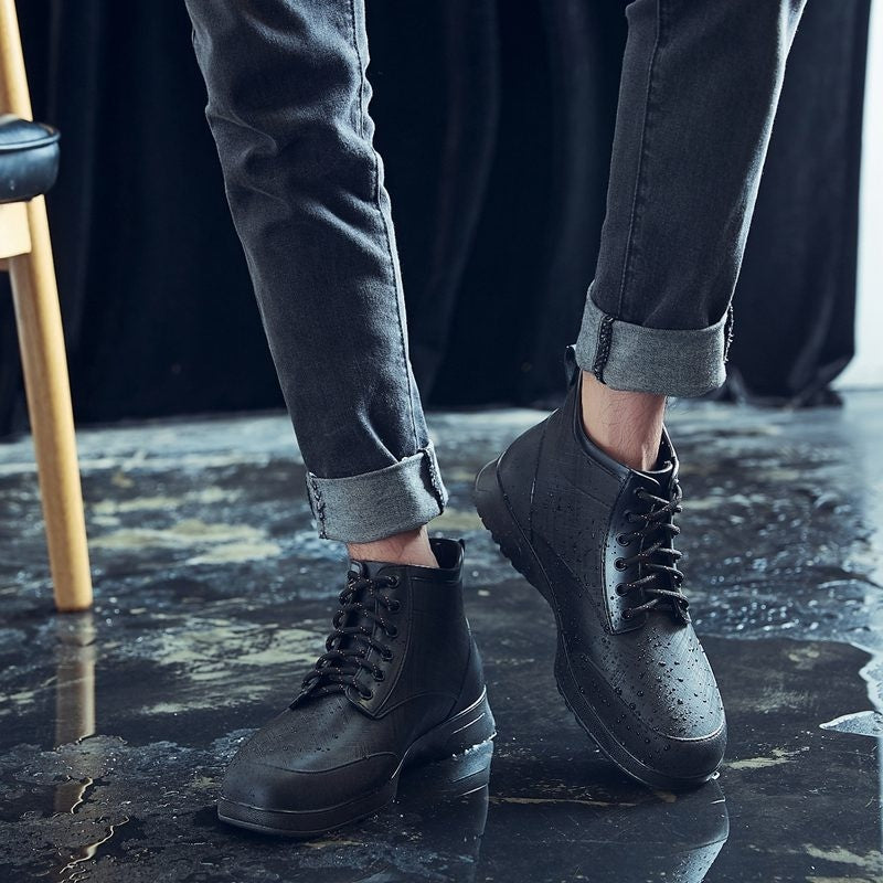 Fashion Tie Rain Boots Men's Outdoor Non-slip All-matching