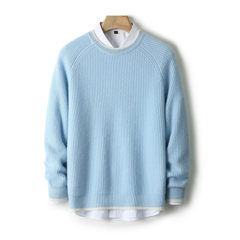 New Round Neck Double-strand Thickened Sweater For Men