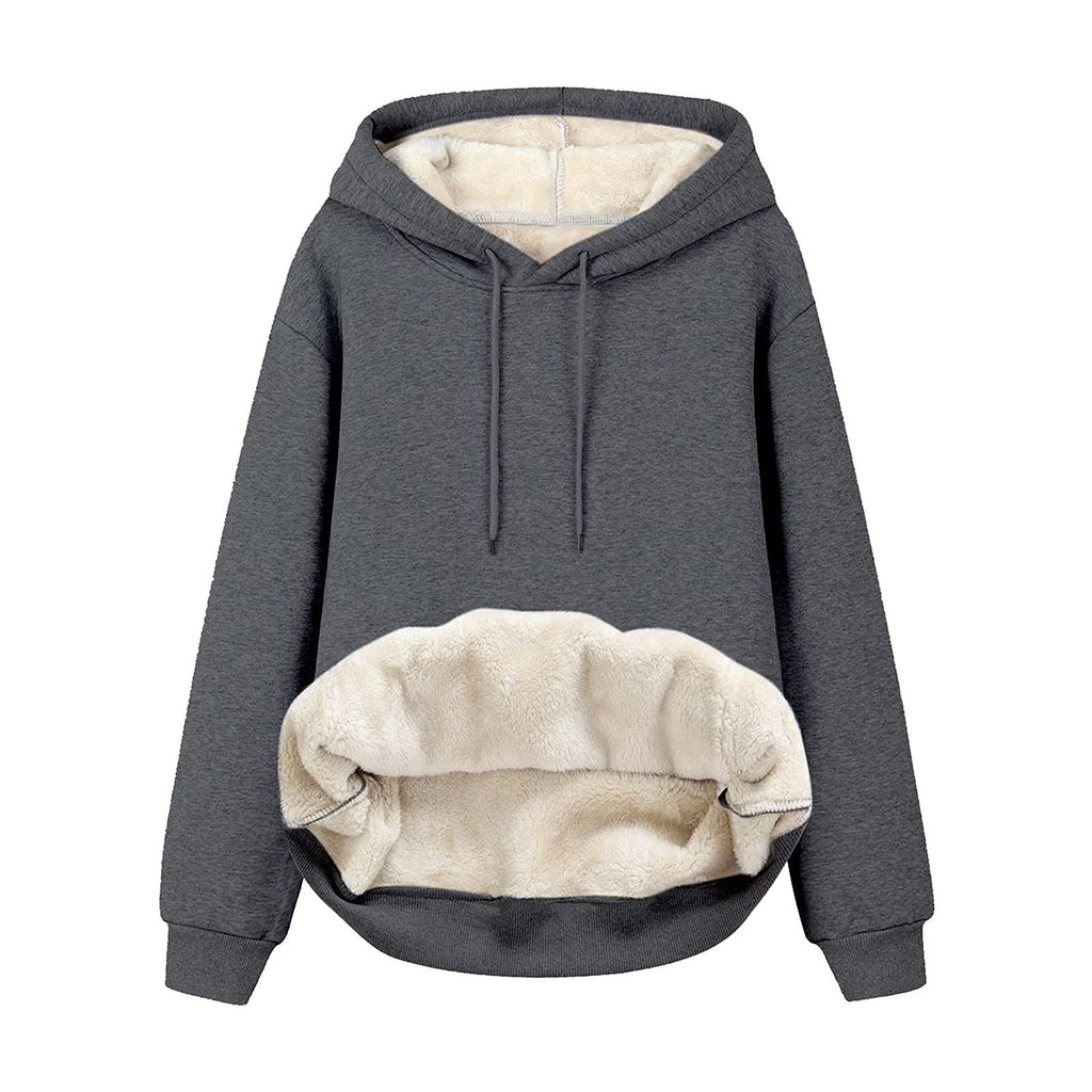 Solid Color Hooded Drawstring Sweatshirt