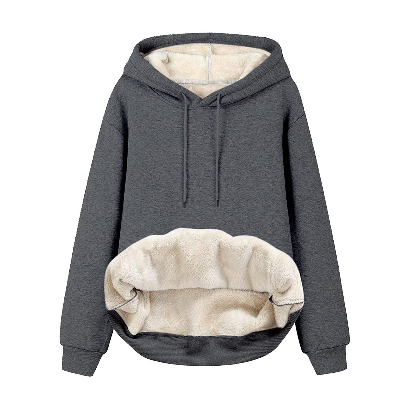 Solid Color Hooded Drawstring Sweatshirt
