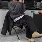 Men's Long Sleeve Casual British Round Neck Pullover Knitted Sweater