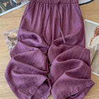 High Waist Drape Linen Cropped Straight Pants